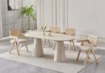 Ensemble Table Chaises Monza Travertin Cannage Naturel Vert