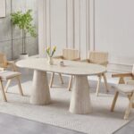 Ensemble Table Chaises Monza Travertin Cannage Naturel Vert