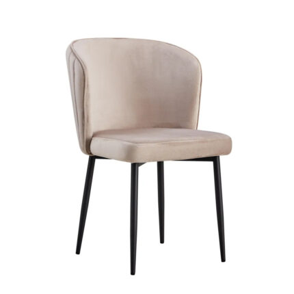 Lot de 4 Chaises Diana Velours Moka Pieds Métal Noir