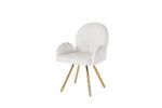 Lot 2 Chaises Salle à Manger Mimi Accoudoirs Écru Pieds Gold 62x63x92cm
