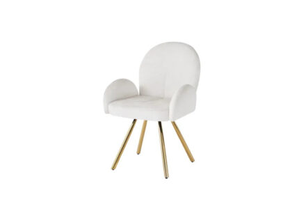 Lot 2 Chaises Salle à Manger Mimi Accoudoirs Écru Pieds Gold 62x63x92cm
