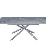 Table Extensible Zephir Métal Gris Céramique Marbrée 160/200 cm