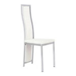Lot de 6 chaises Dana simili cuir blanc contour chromé