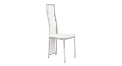 Lot de 6 chaises Dana simili cuir blanc contour chromé