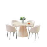 Table à Manger Rosalia Ronde Céramique Effet Travertin Ø120 cm