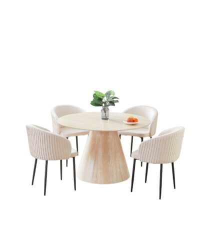 Table à Manger Rosalia Ronde Céramique Effet Travertin Ø120 cm