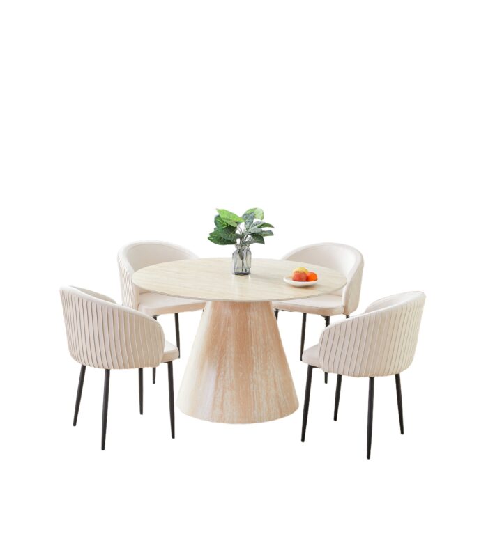 Table à Manger Rosalia Ronde Céramique Effet Travertin Ø120 cm