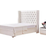 Lit Double Princesse Velours Nude Tête Capitonnée 180x200 cm