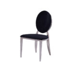 Lot 4 Chaises Salle à Manger Médaillon Velours Noir Pieds Chrome 50x52x108cm
