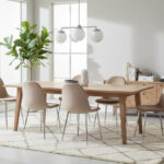 Lot de 6 Chaises Scandinaves Velours Taupe Pieds Chrome