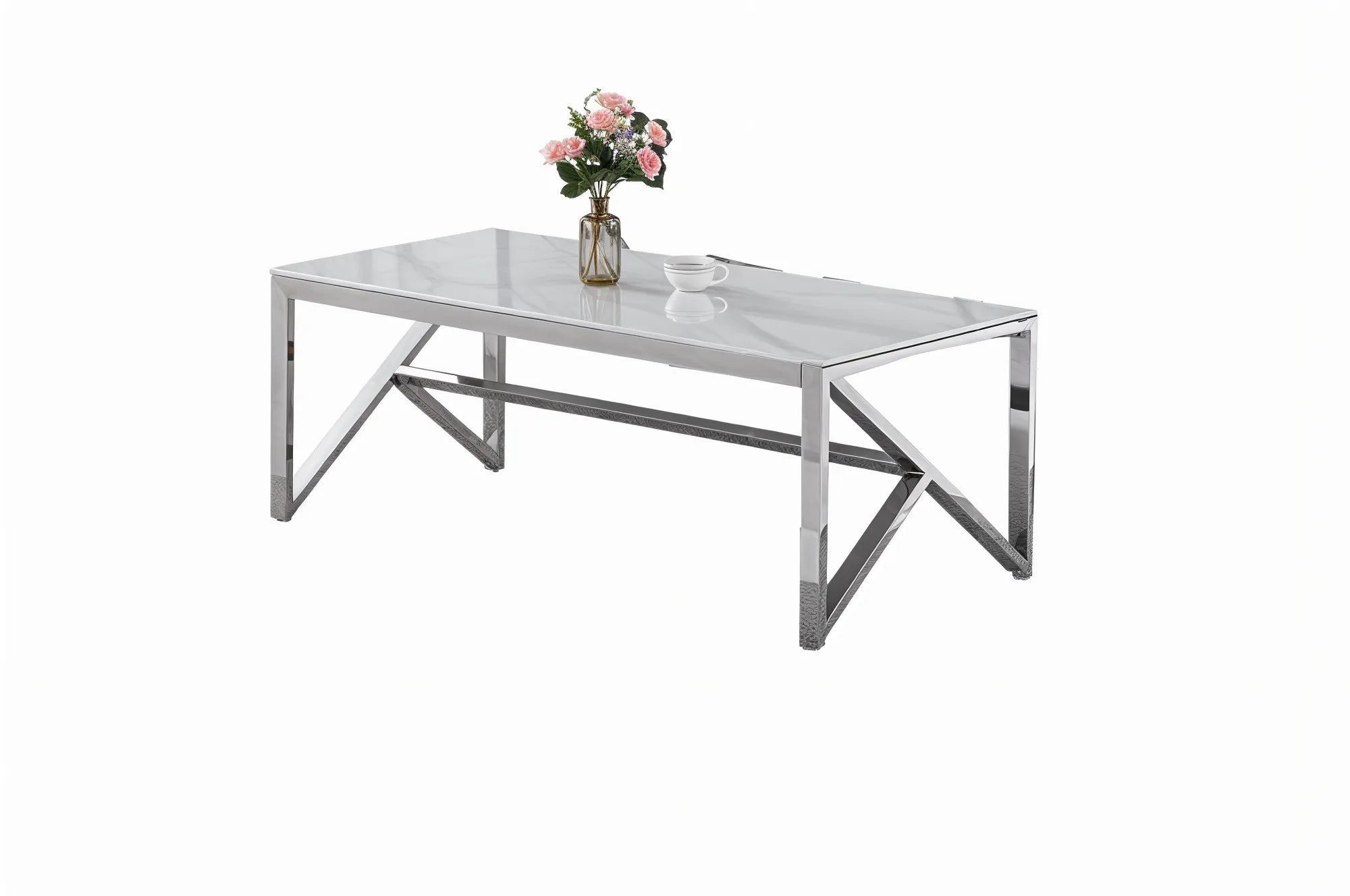 0 4486.jpg Table Basse Majestique Verre Trempé Marbré Blanc Pieds Chrome 120x60x45 cm
