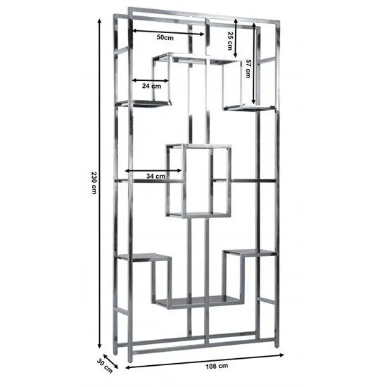 Bibliothèque Étagère Richmont Métal Noir 100x30x180 cm