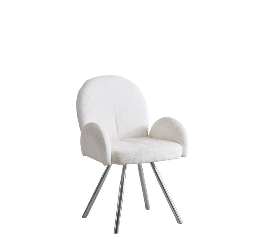 Lot 2 Chaises Salle à Manger Elisa Velours Doudou Pieds Chrome 42x55x87cm