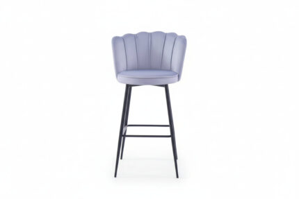 Lot 2 Tabourets de Bar Nymphea Velours Anthracite Réglables Pieds Métal Noir Hauteur Assise 69cm