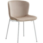 Lot de 4 Chaises Elen Velours Moka Pieds Chrome