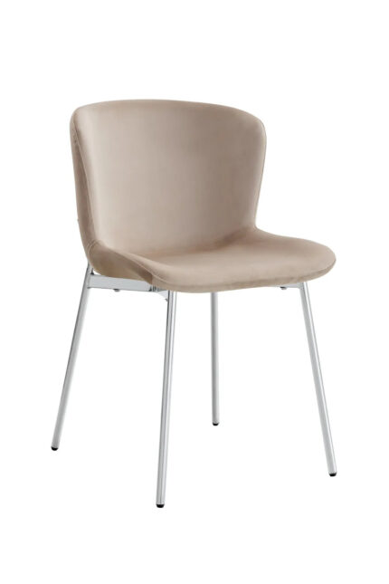 Lot de 4 Chaises Elen Velours Moka Pieds Chrome