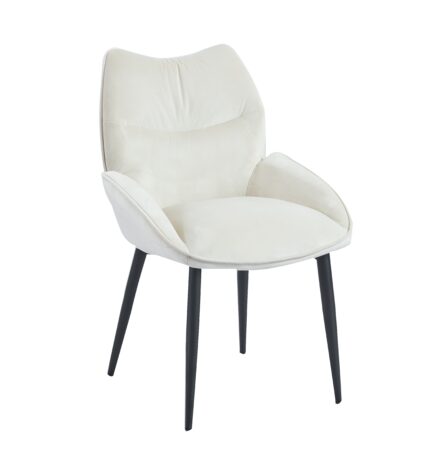 Lot de 2 Chaises Loha Velours Beige Pieds Métal Noir