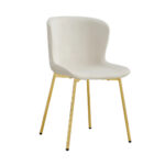 Lot 2 Chaises Salle à Manger Elen Velours Écru Pieds Gold