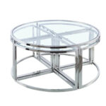 Table Basse Elve Verre Transparent Pieds Chrome 90x45 cm