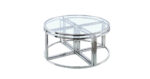 Table Basse Elve Verre Transparent Pieds Chrome 90x45 cm