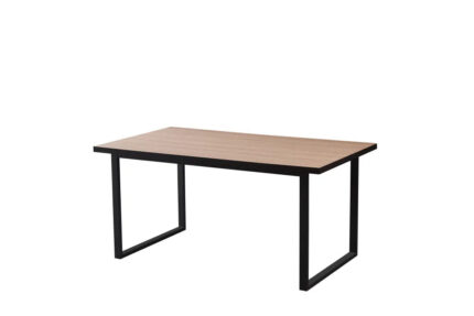 Table à Manger Belgrade Bois Beige Pieds Métal Noir 160x90 cm