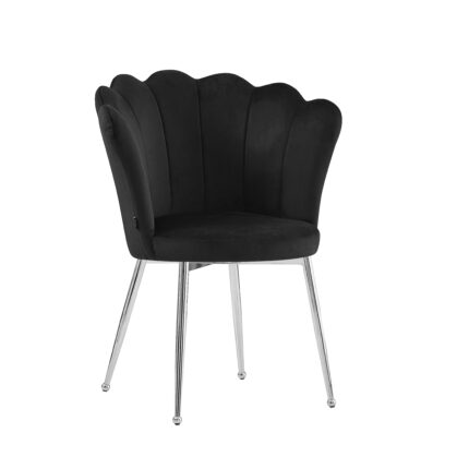 Lot de 2 Chaises NYMPHEA Velours Noir Pieds Chrome