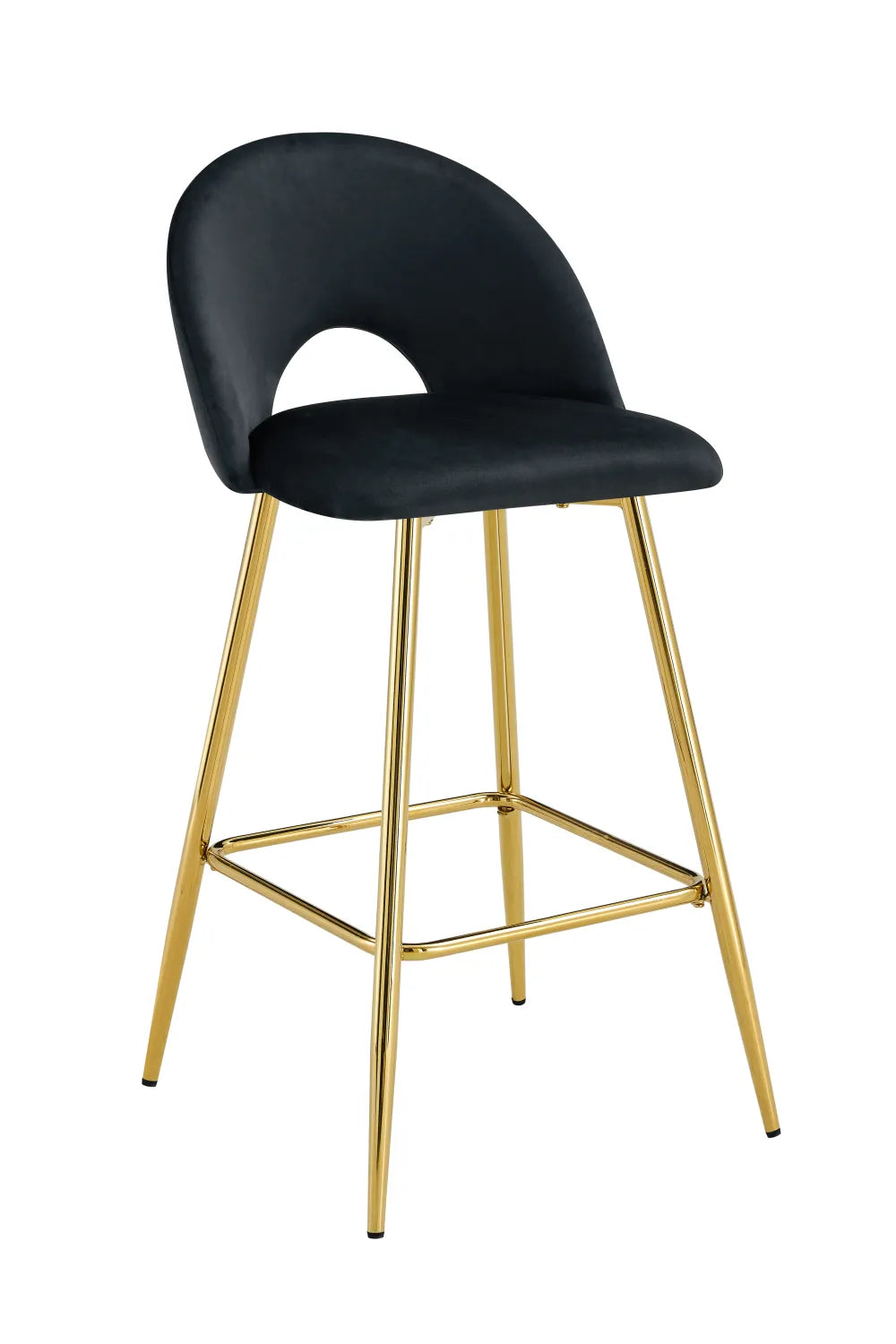 0 4507.jpg Lot 2 Tabourets de Bar Teddy Velours Noir Pieds Gold 47x36x98cm