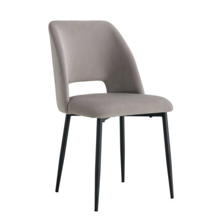 Lot de 4 chaises AVA Métal noir Velours - Gris