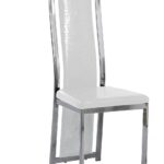 Lot de 6 chaises Dana simili cuir croco blanc contour chromé