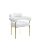 Lot de 2 Chaises BULLE avec Accoudoirs Velours Doudou Blanc & Pieds Gold 72x60x77 cm