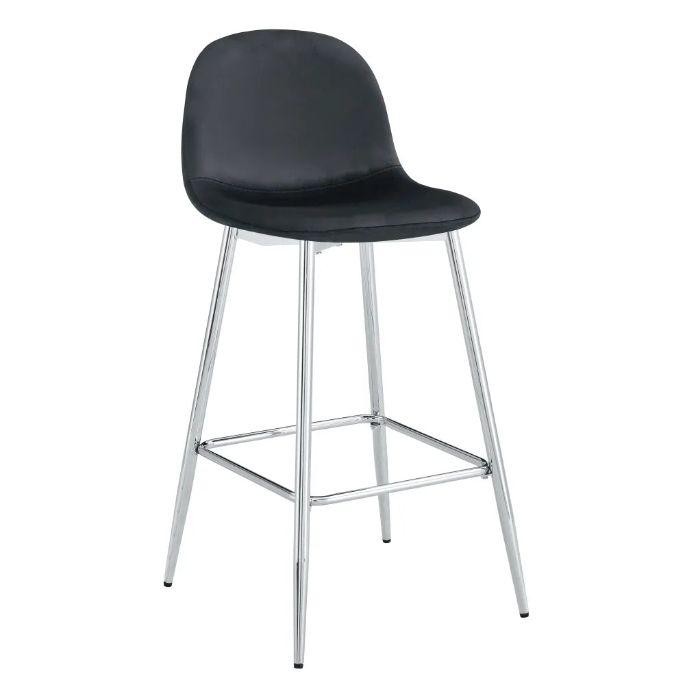 0 4516.jpg Lot 2 Tabourets de Bar Scandinave Velours Noir Pieds Chrome