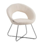 Lot de 4 Chaises Bubble Velours Blanc Doudou Pieds Chrome