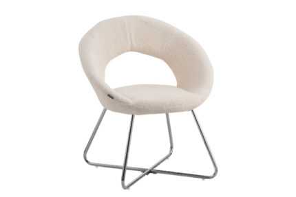 Lot de 4 Chaises Bubble Velours Blanc Doudou Pieds Chrome