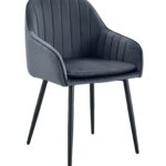 Lot de 2 Chaises Pams Velours Anthracite Pieds Métal Noir 45x46x82 cm