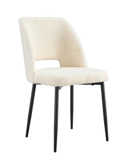 Lot de 4 chaises AVA Métal noir Velours - Doudou beige