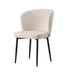 Lot de 4 Chaises Diana Velours Écru Pieds Métal Noir
