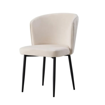 Lot de 4 Chaises Diana Velours Écru Pieds Métal Noir