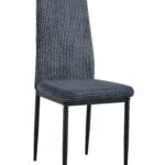 Lot 4 Chaises Salle à Manger Klarna Tissu Côtelé Gris Pieds Métal Noir