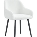 Lot 2 Chaises Salle à Manger Peach Accoudoirs Écru Pieds Métal Noir