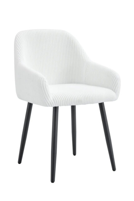Lot 2 Chaises Salle à Manger Peach Accoudoirs Écru Pieds Métal Noir
