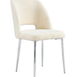 Lot de 4 chaises AVA Chrome en Velours - Doudou beige