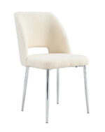 Lot de 4 chaises AVA Chrome en Velours - Doudou beige