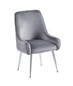 Lot 2 Chaises Salle à Manger Luxury Velours Anthracite Pieds Chrome 52x65,5x93,5cm