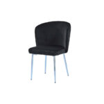 Lot de 4 Chaises Diana Velours Noir Pieds Chrome