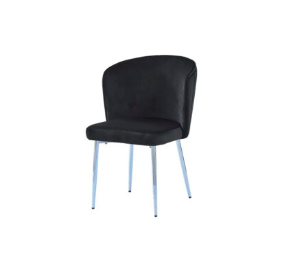 Lot de 4 Chaises Diana Velours Noir Pieds Chrome