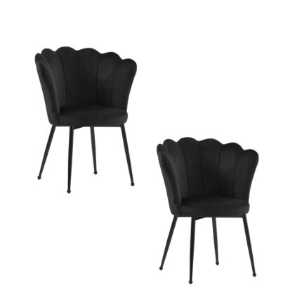 Lot de 2 chaises NYMPHEA pieds métal noir assise Velours Noir