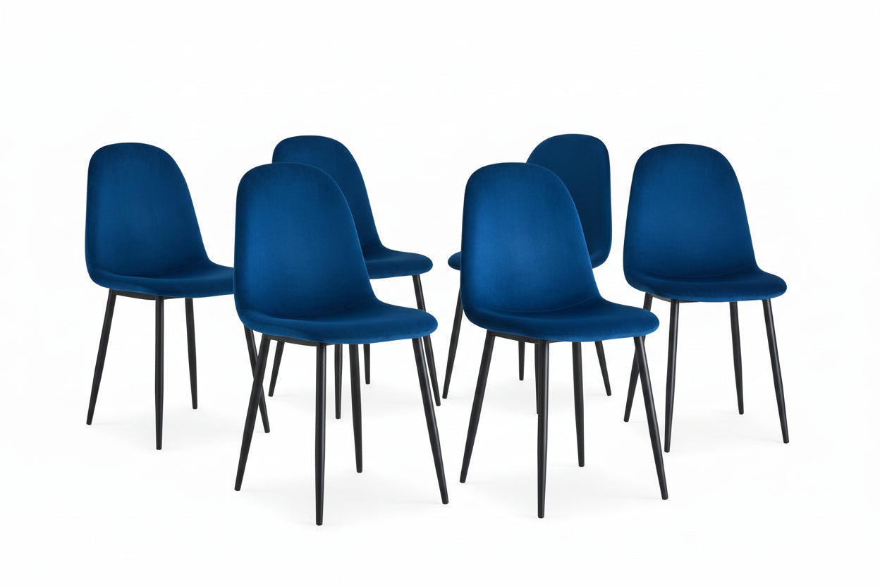 0 4547.jpg Lot de 6 chaises scandinaves velours bleu pieds métal noir 44x50x87 cm