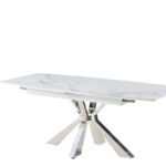 Table à Manger Extensible Bianca Céramique Marbré Blanc Chrome
