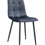 Lot de 4 Chaises Elisa Velours Anthracite Pieds Métal Noir 42x55x87 cm