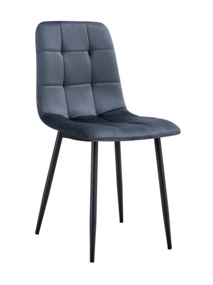 Lot de 4 Chaises Elisa Velours Anthracite Pieds Métal Noir 42x55x87 cm